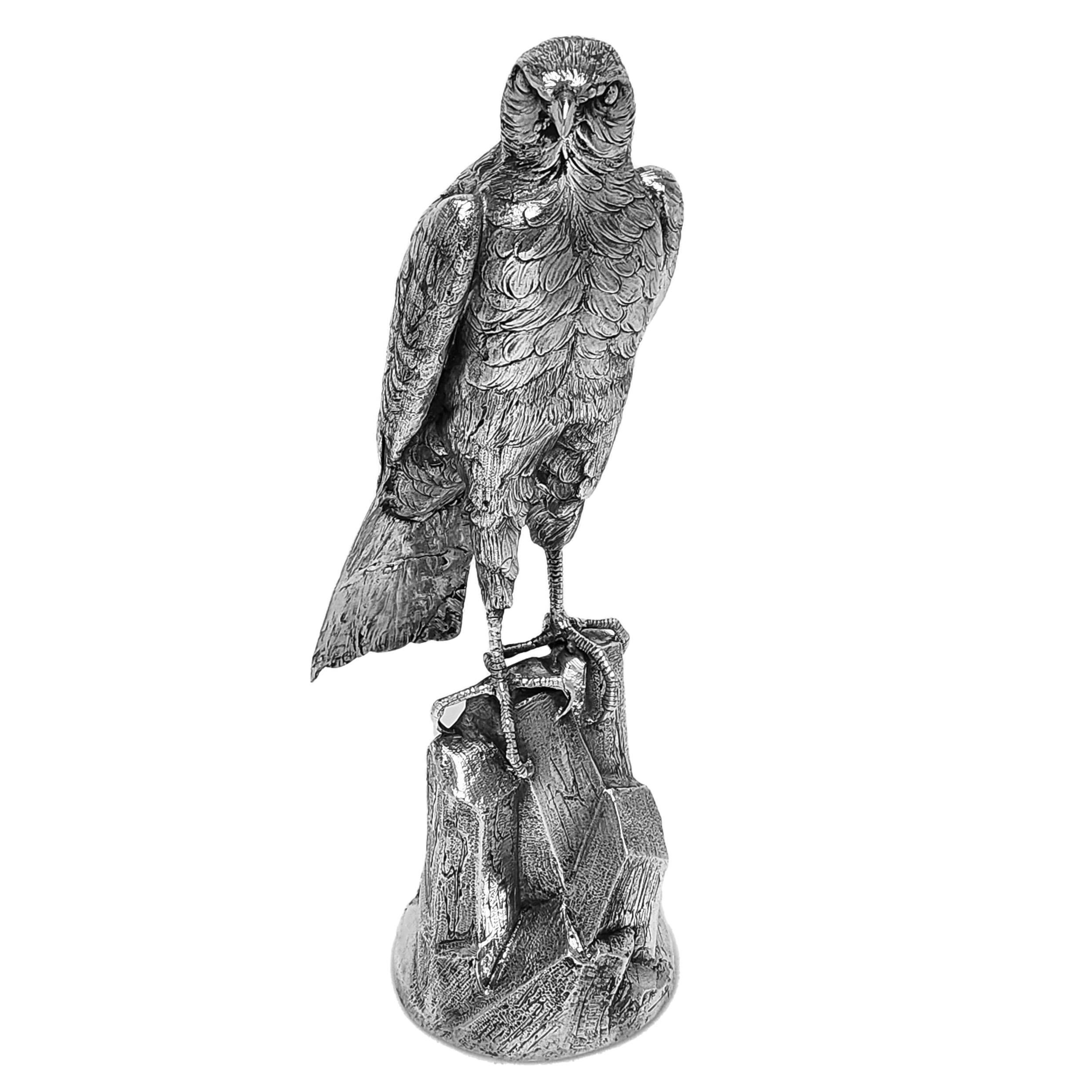 Antique Continental Silver Falcon Figurine Bird Model c Antique Continental Silver Falcon Figurine Bird Model c