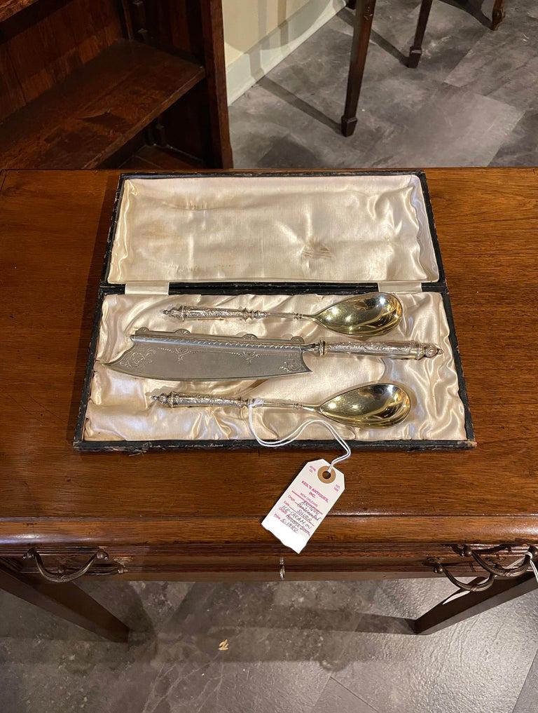 Antique Continental Silver Ice-Cream or Mousse Server in Original Box Circa 1880 For Sale 3