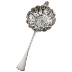 Antique Continental Silver Sugar Sifter Berry Serving Spoon Austria