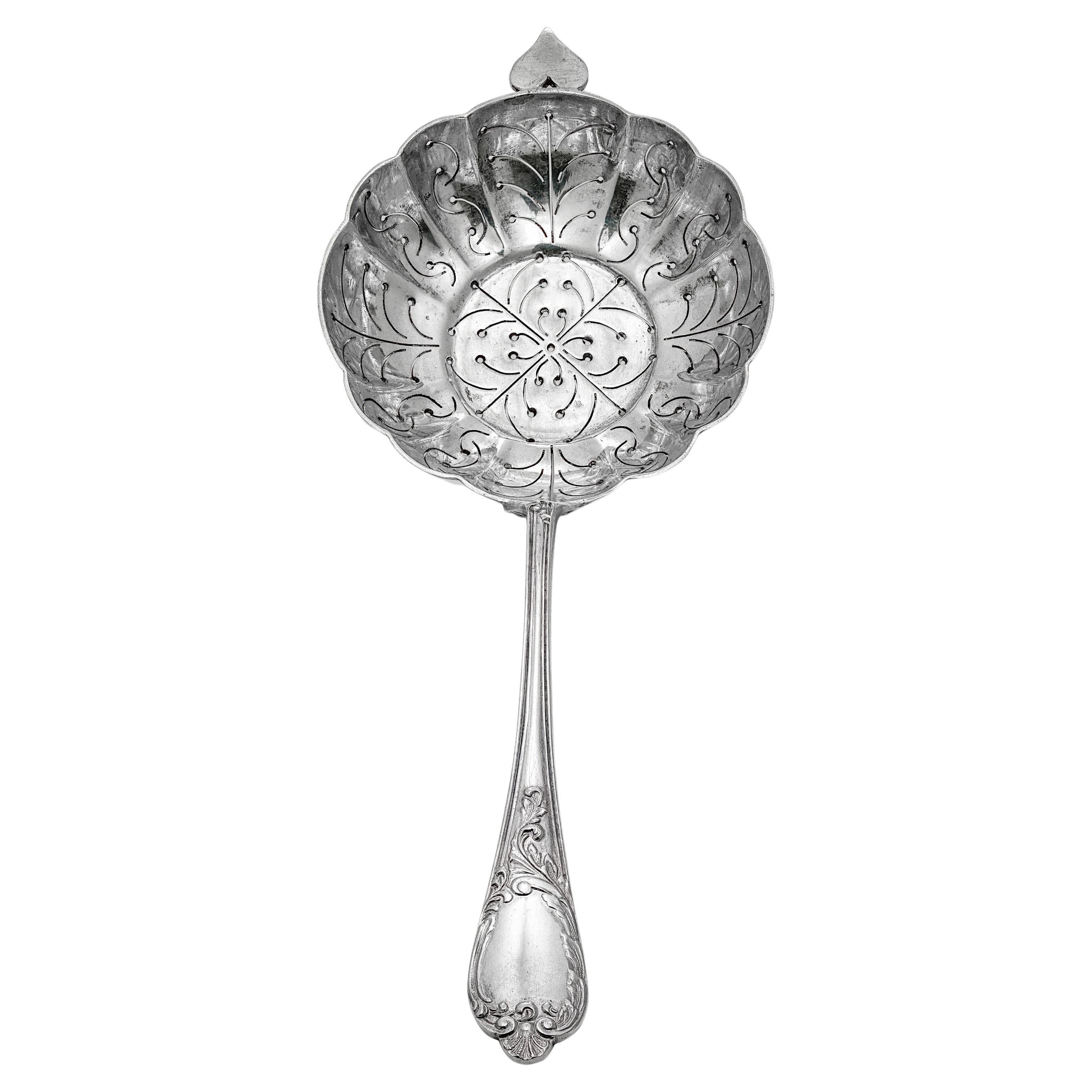 Antique Continental Silver Sugar Sifter Berry Serving Spoon Austria For Sale
