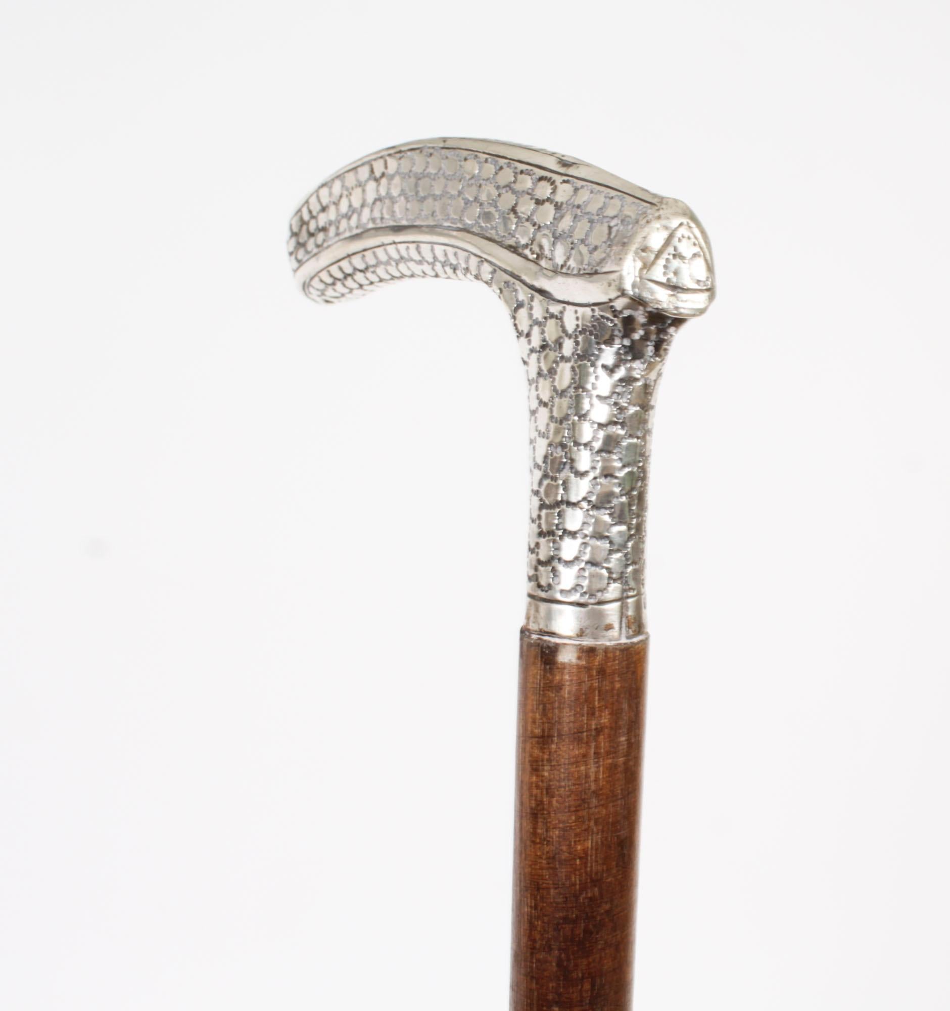 Antique Continental Silver Walking Stick 19th Century Circa 1880 In Good Condition In London, GB