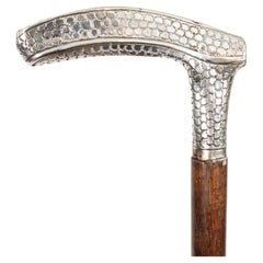 Antique Continental Silver Walking Stick 19th Century Circa 1880