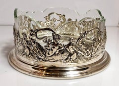 Antique Continental Silver Wine Coaster with Crystal Liner, circa 1900-1910