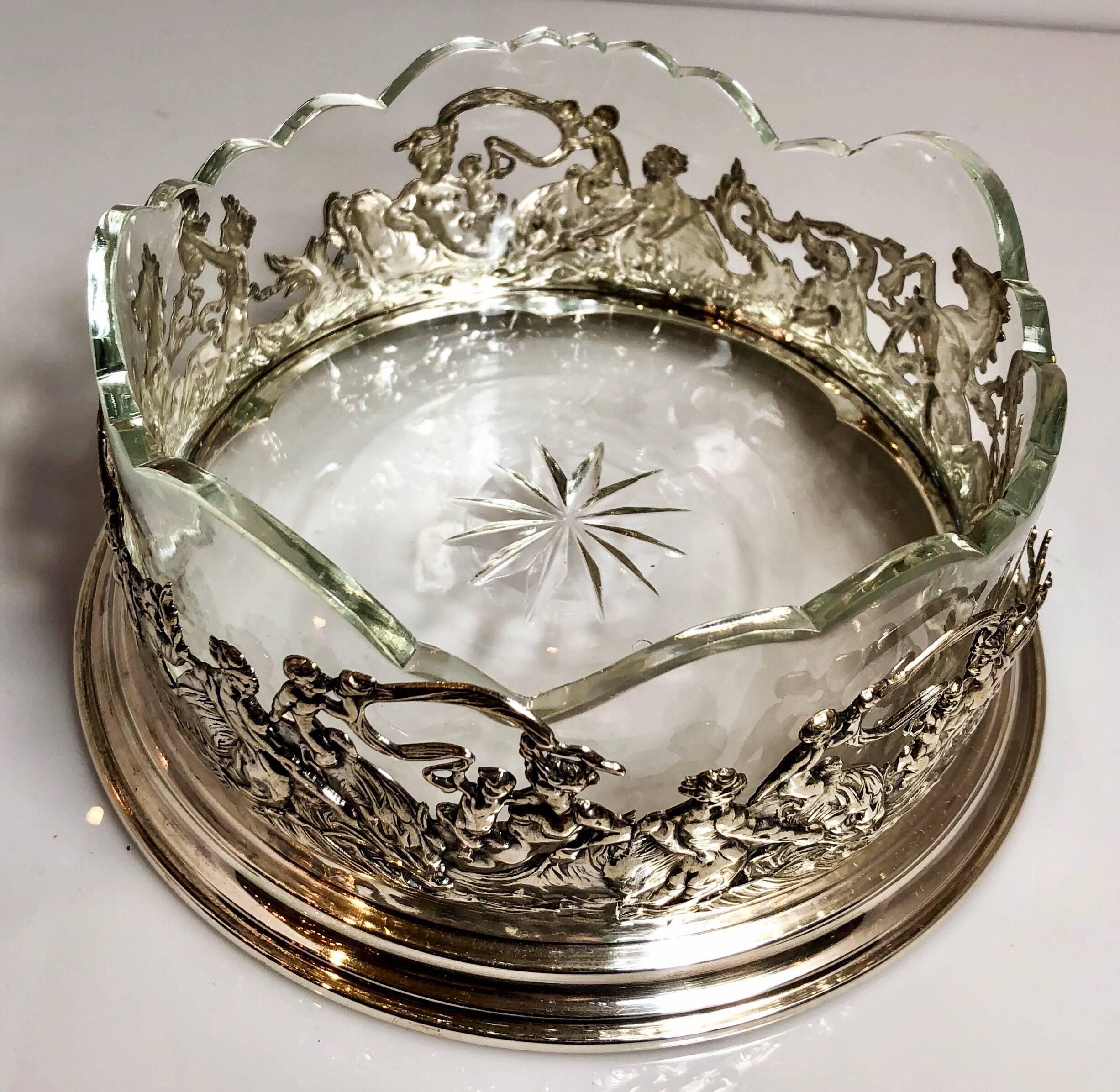 antique silver wine coaster