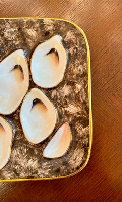 Antique Continental Square-Shaped Porcelain Oyster Plate, Circa 1890