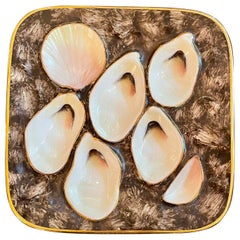 Antique Continental Square-Shaped Porcelain Oyster Plate, Circa 1890
