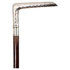 Antique Continental Walking Cane Stick Silver Marked 800 Handle 1890