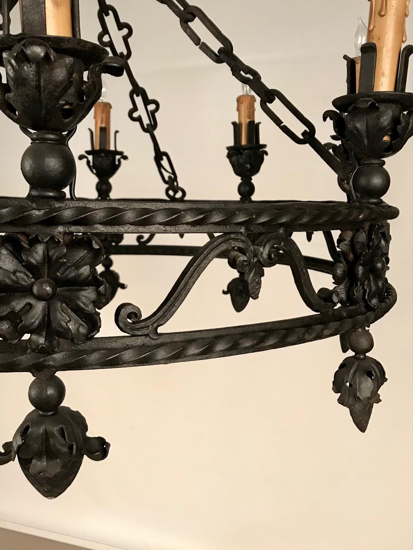 Antique Continental Wrought Iron Chandelier For Sale 1