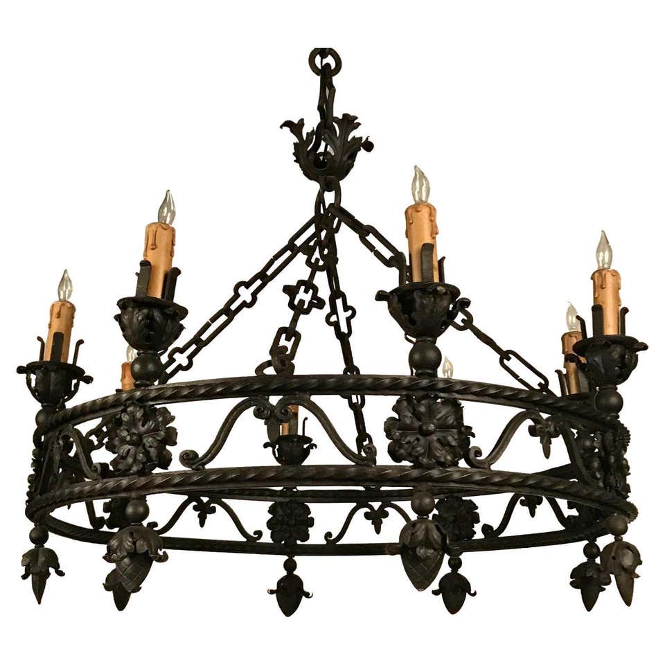 Antique Wrought Iron Chandelier at 1stDibs | antique wrought iron ...