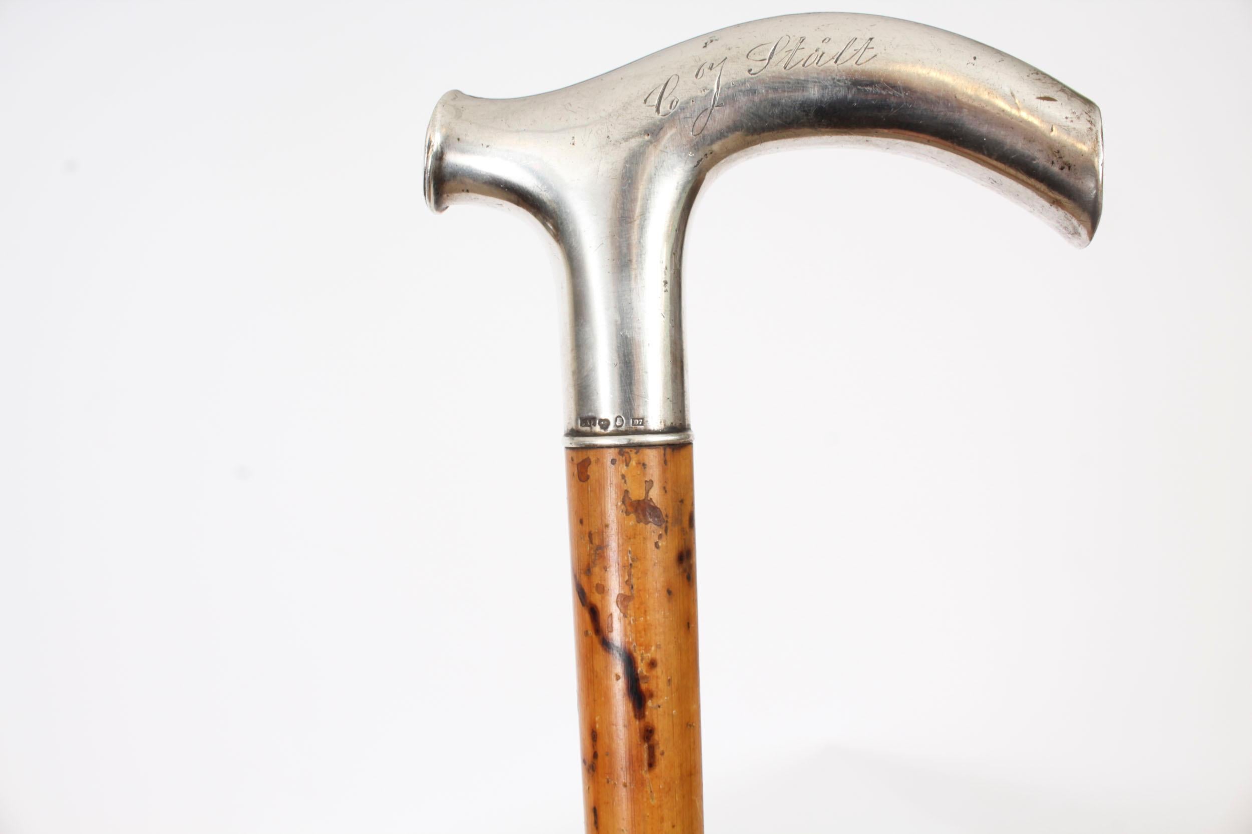 This is a beautiful antique continetal silver handled walking stick, circa 1870 in date

The striking stick features a silver Crutch handle which is engraved 'C J Stuilt' on a gentle tapering malacca shaft. It has it's original brass ferrule.

Add