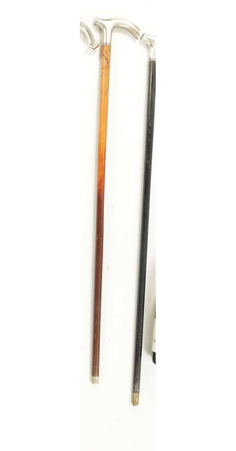 Antique Continetal Silver Ebonized Walking Cane Stick Late 19th Century For Sale 4