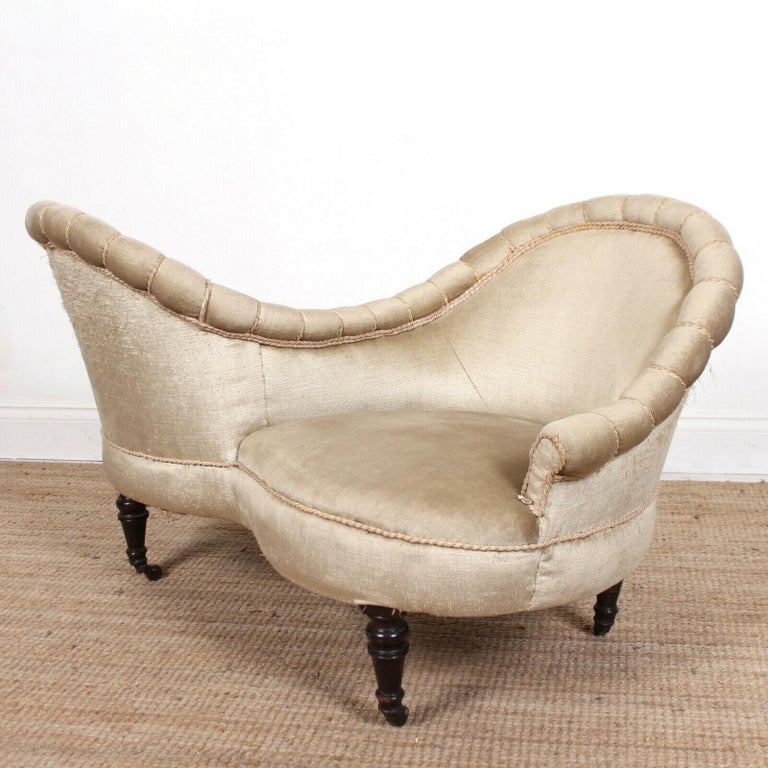 Antique Conversation Sofa Carved Window Seat 2Seat Petite Victorian