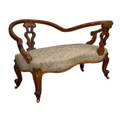 Antique Conversation Sofa, English, Fruitwood, Loveseat, Tete-a-Tete, Courting