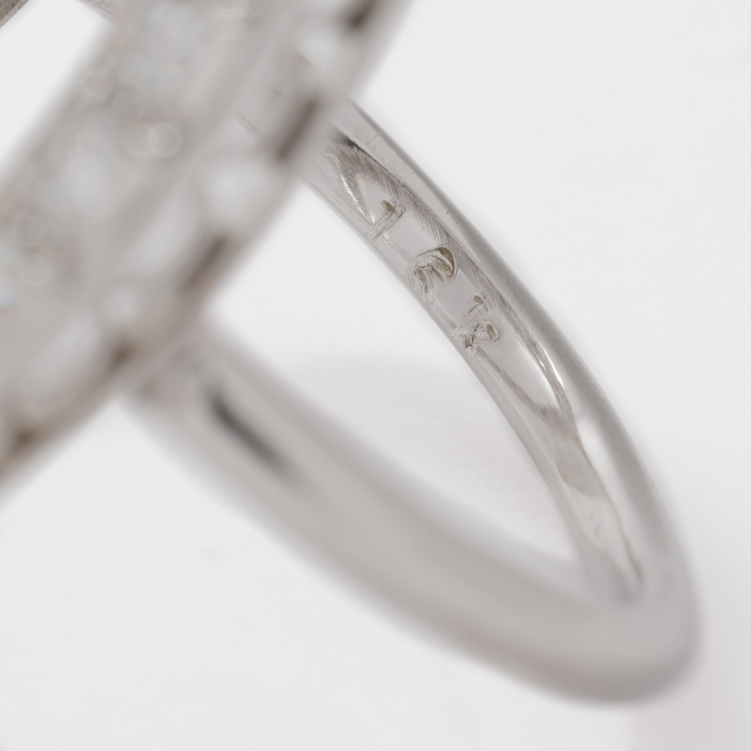 Antique Conversion 18 Karat Platinum 2.0 Carat Diamond Horseshoe Statement Ring For Sale 4
