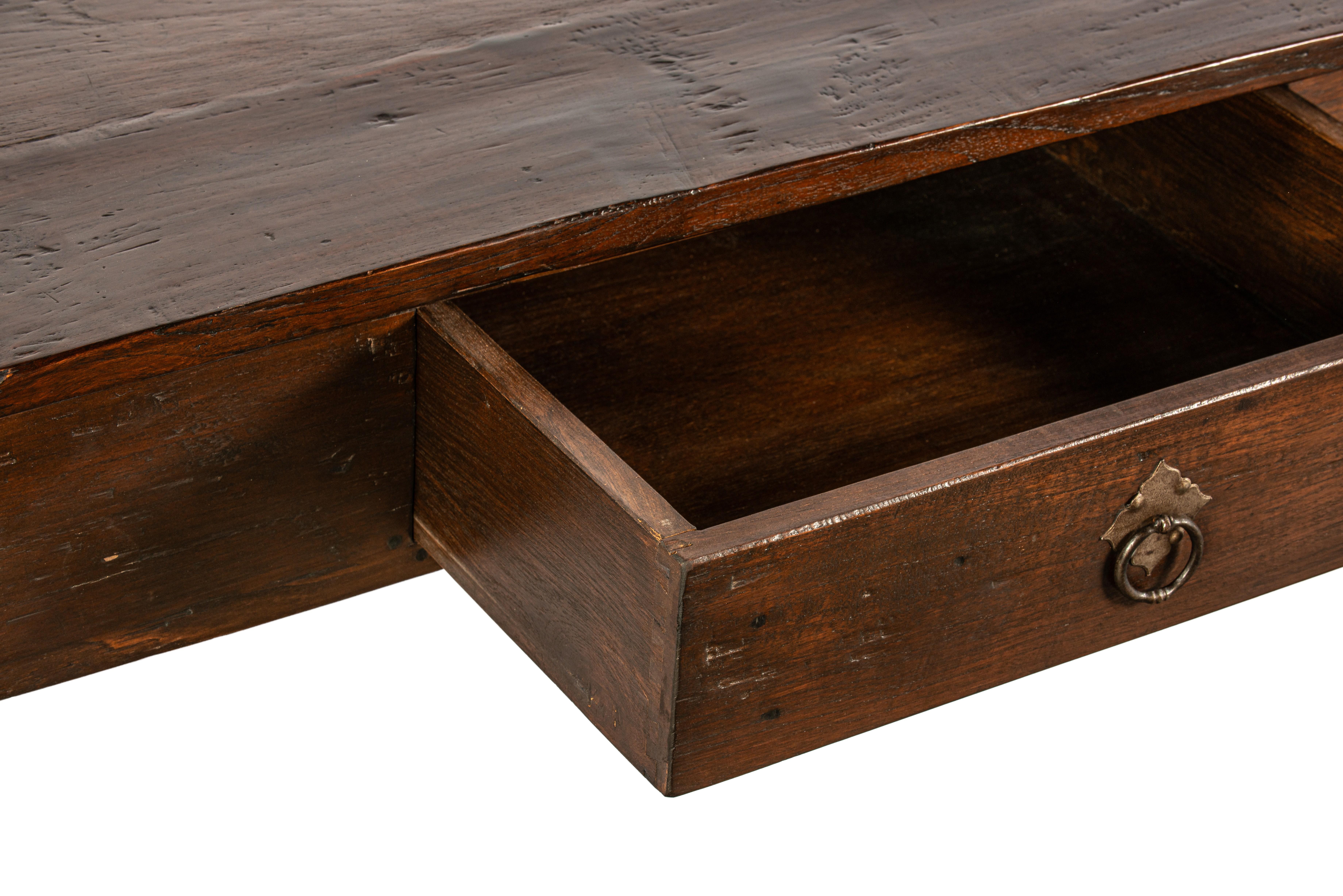 Antique converted 19th Dutch Colonial Teak Dark Warm Brown Large Coffee Table For Sale 7