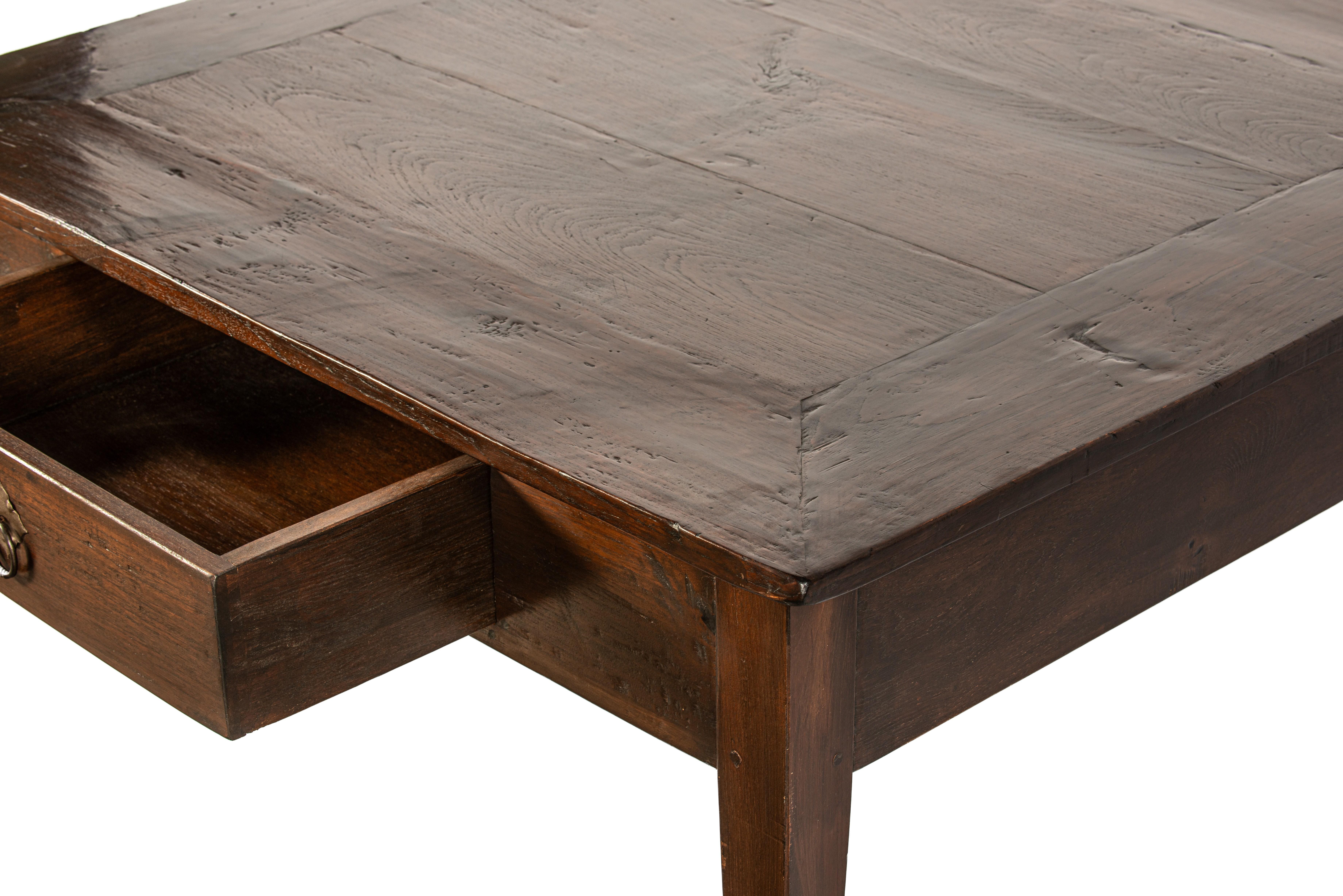 Antique converted 19th Dutch Colonial Teak Dark Warm Brown Large Coffee Table For Sale 8
