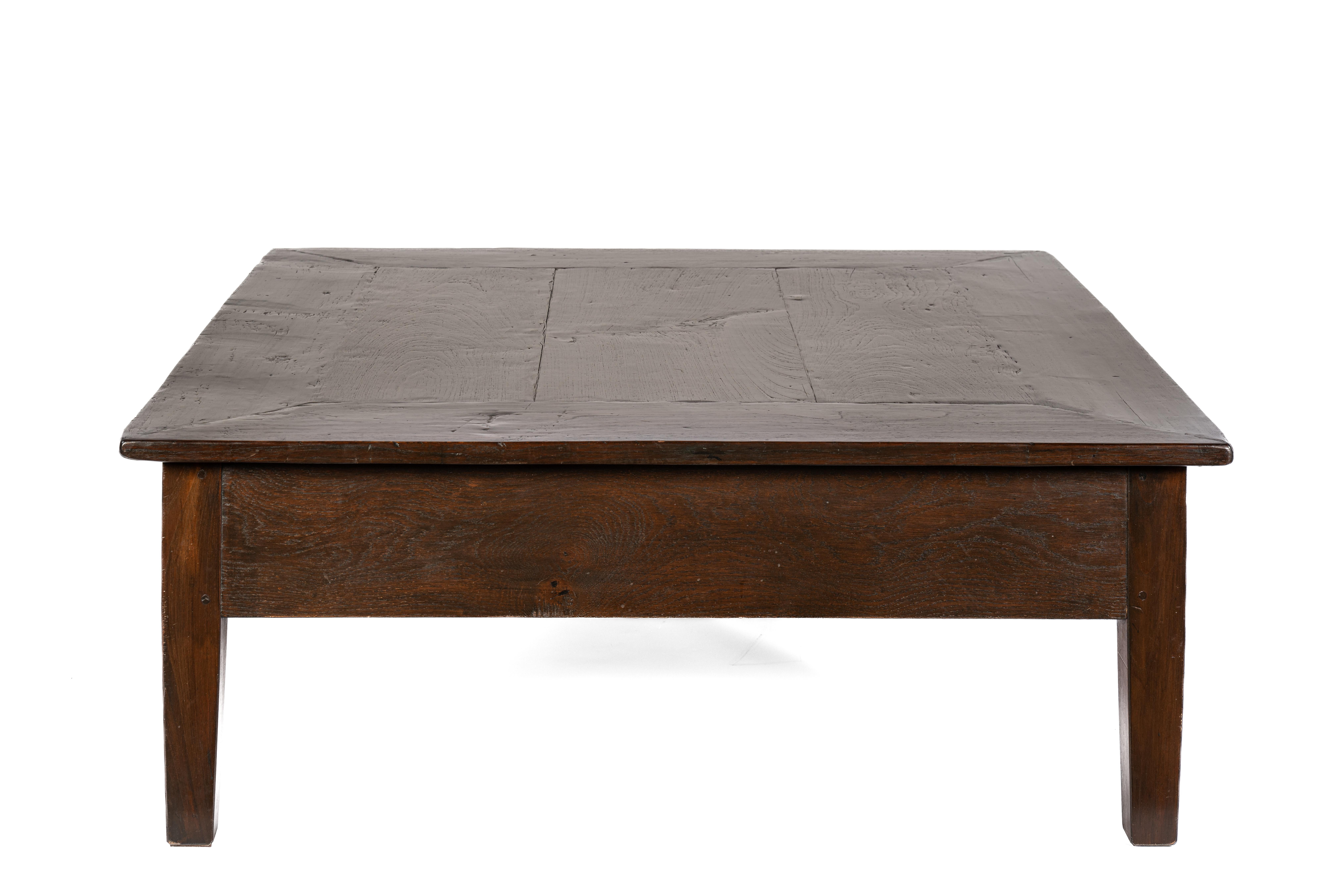 20th Century Antique converted 19th Dutch Colonial Teak Dark Warm Brown Large Coffee Table For Sale
