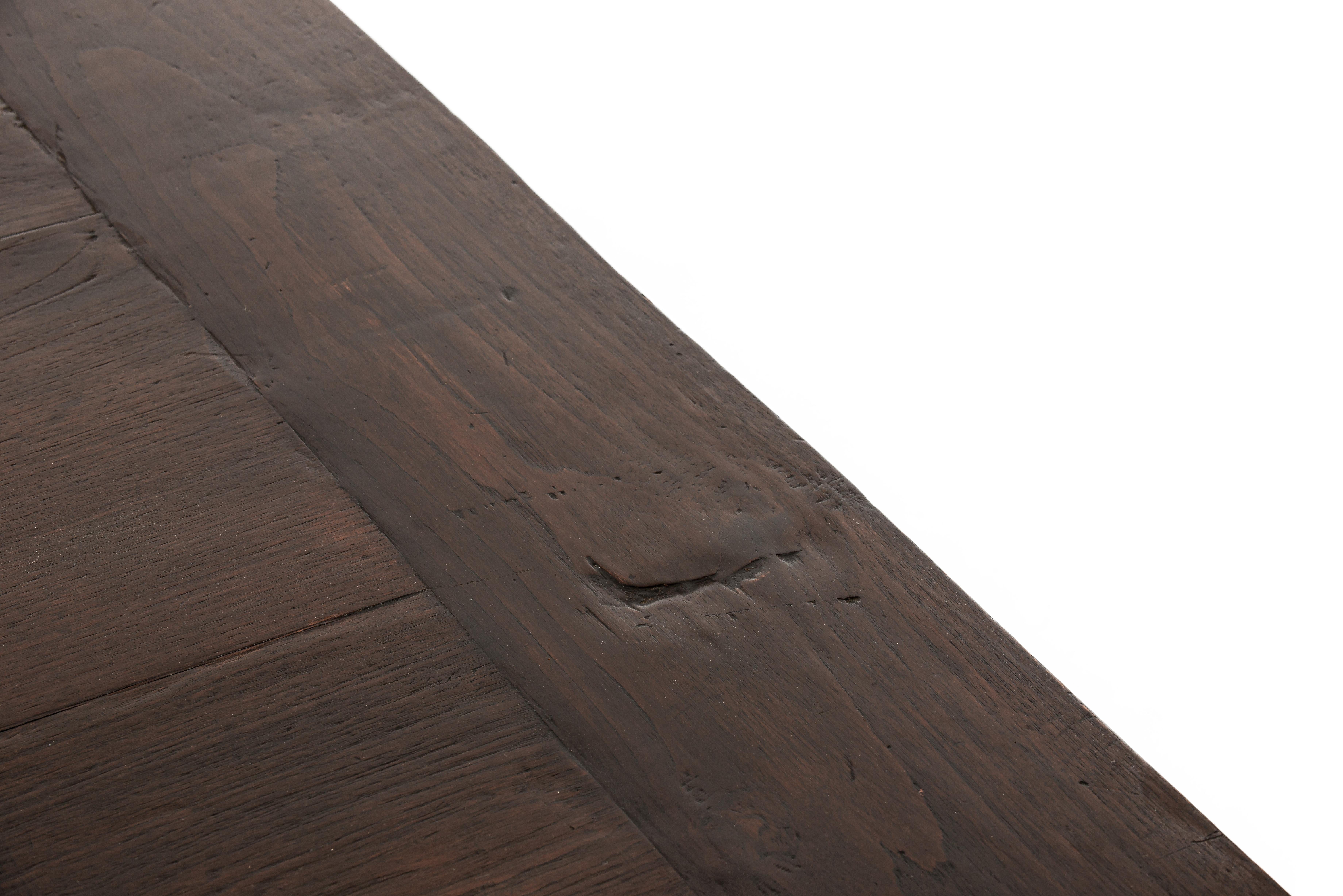 Antique converted 19th Dutch Colonial Teak Dark Warm Brown Large Coffee Table For Sale 1