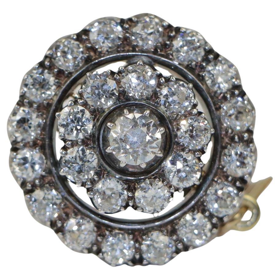 Broche pendentif ancienne convertible en platine avec diamants 4,70 carats en vente