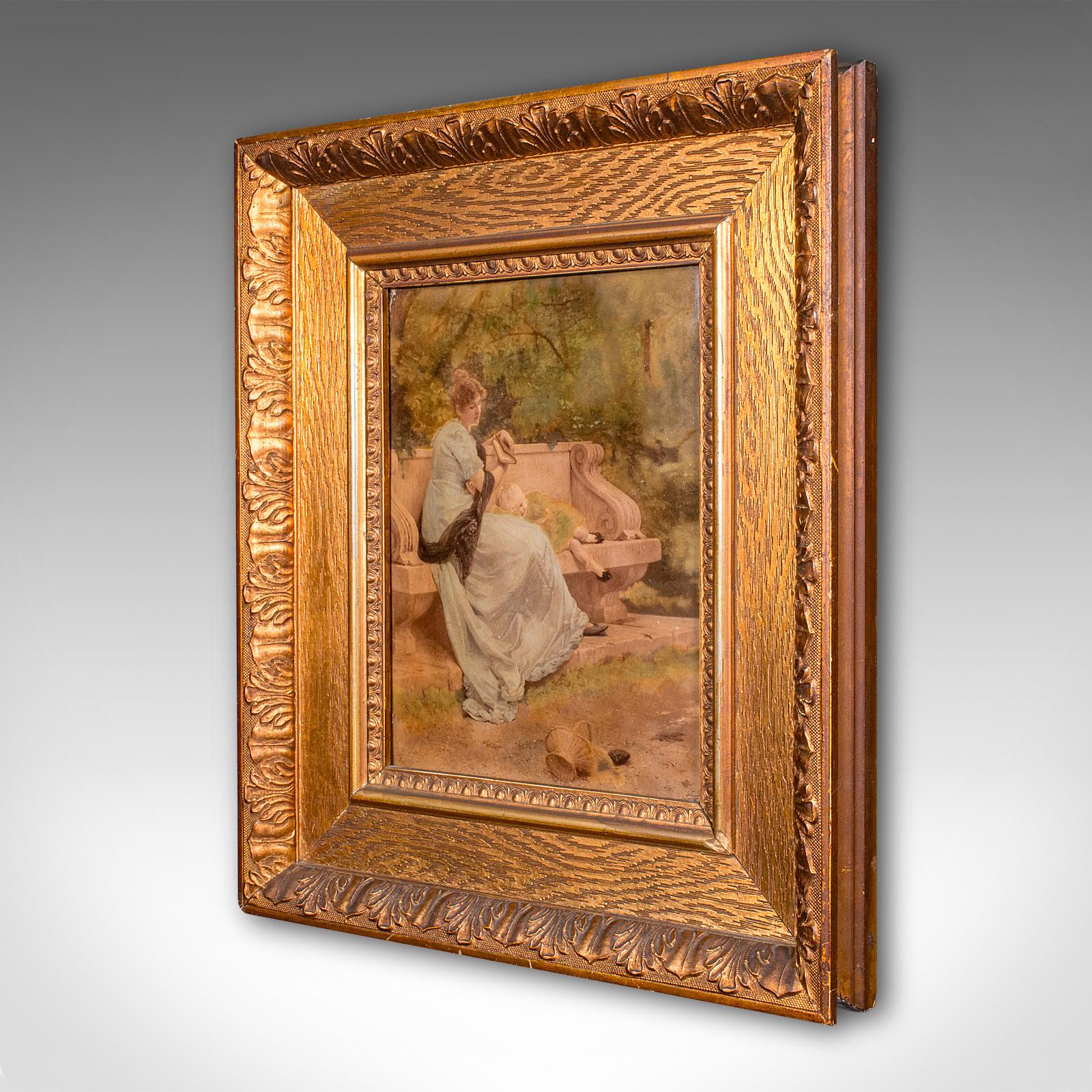 Victorien tardif Impression sur verre convexe ancienne, continentale, art encadré, impressionniste, victorienne en vente
