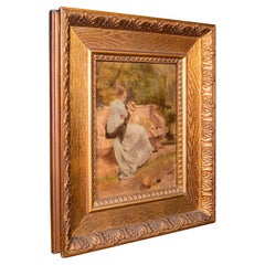 Antiker konvexer Glasdruck, kontinental, gerahmte Kunst, Impressionistisch, viktorianisch
