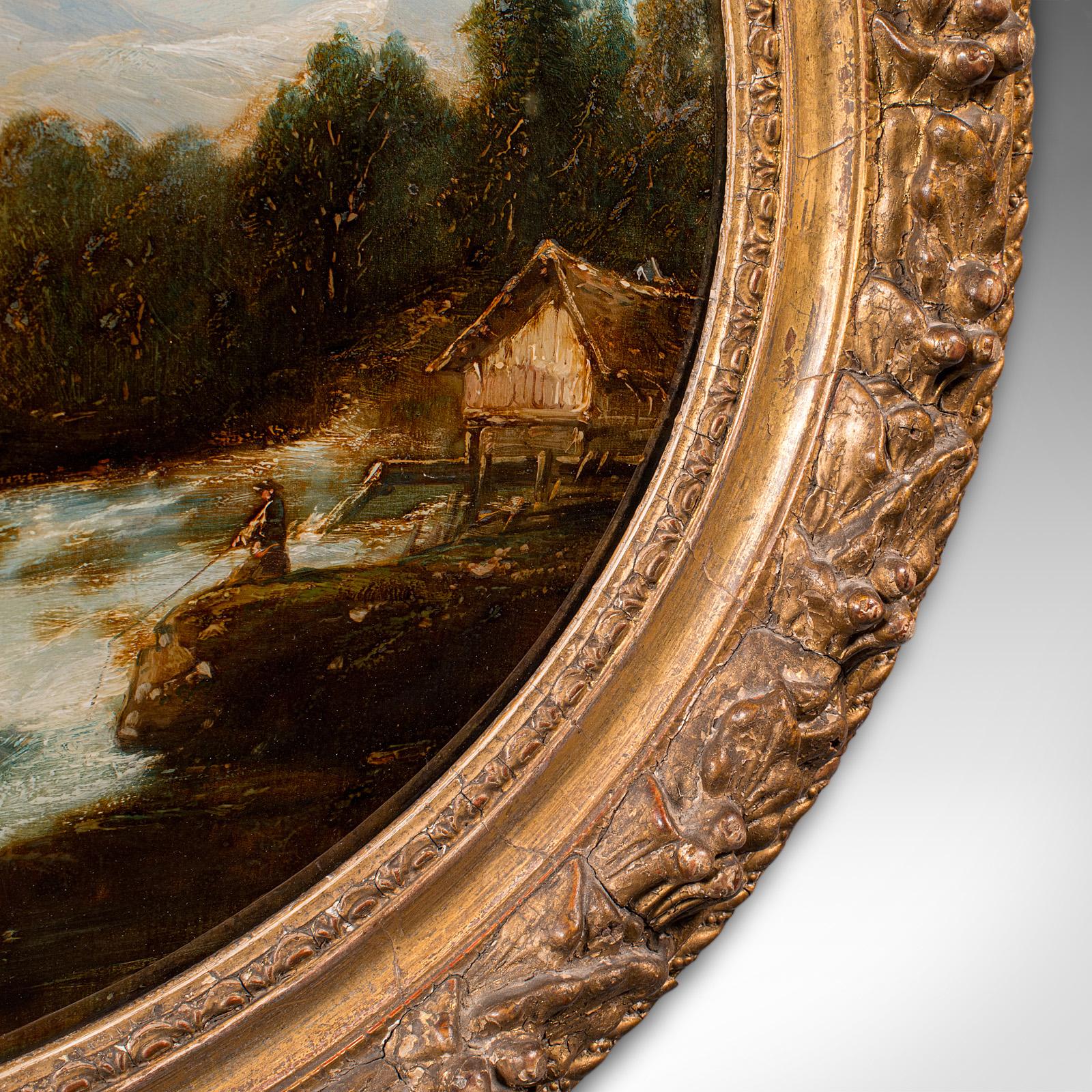Antique Convex Landscape Painting, English, Mezzotint Art, Victorian, Picture For Sale 1