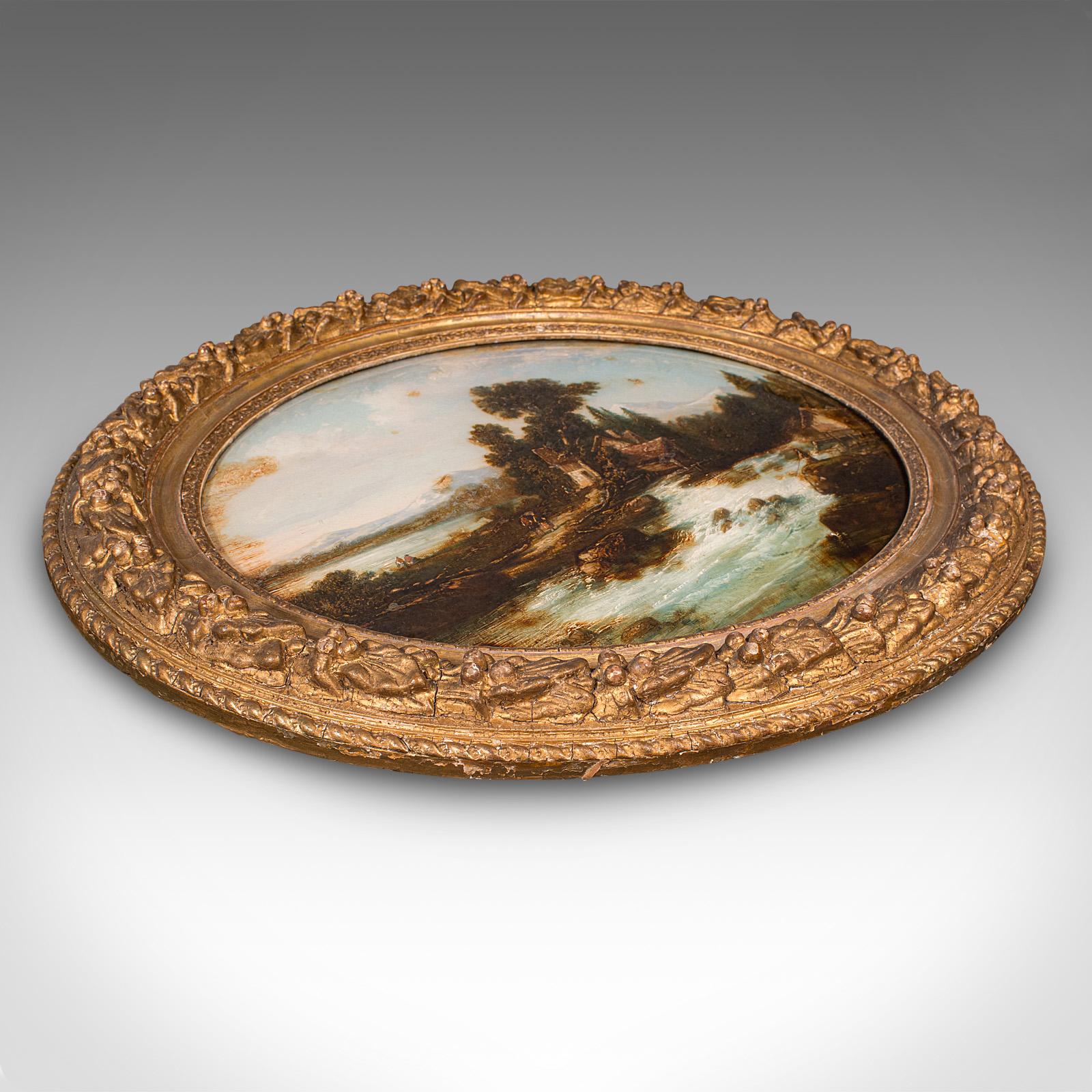 Antique Convex Landscape Painting, English, Mezzotint Art, Victorian, Picture For Sale 2