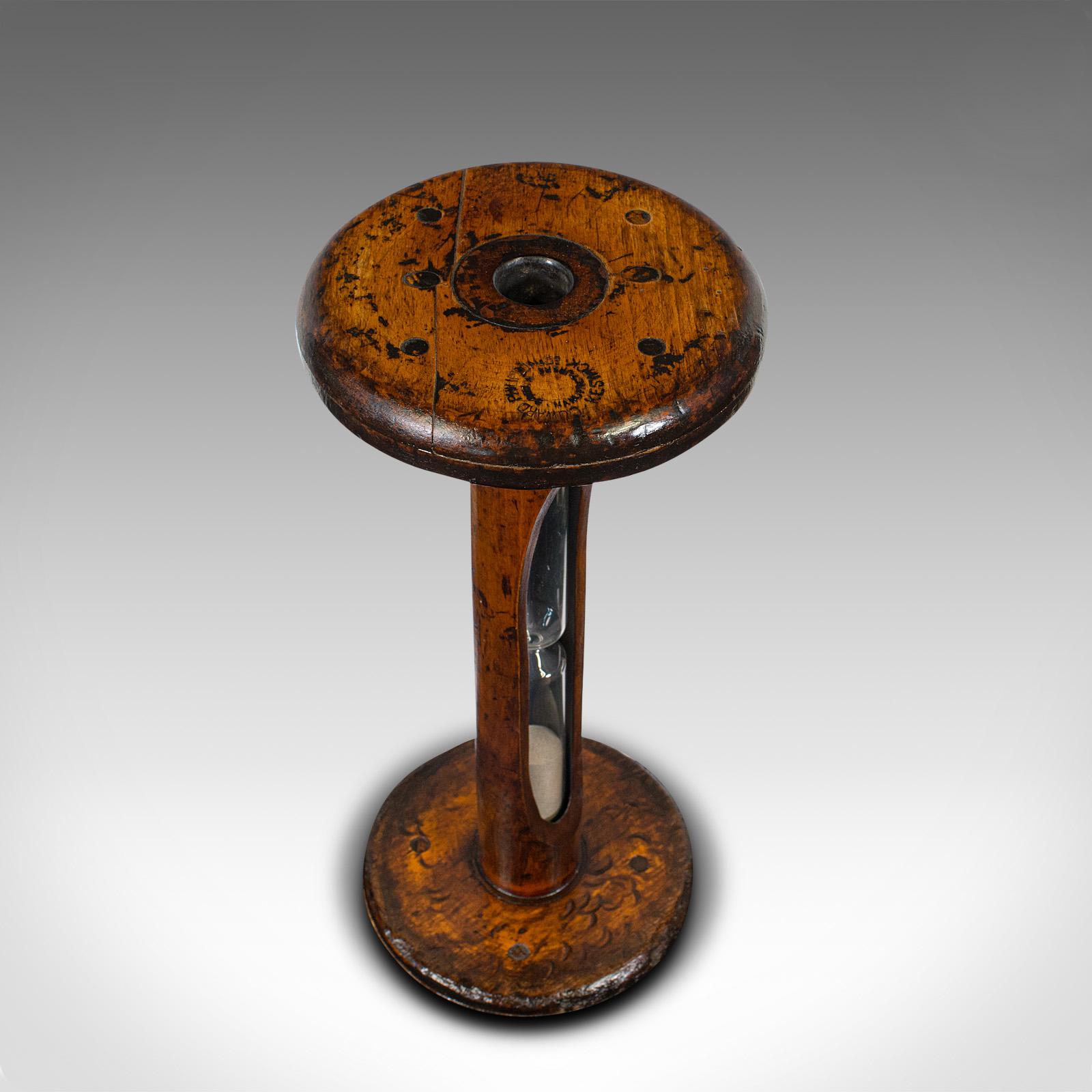 Antique Cookie Baking Sand Timer, English, Fruitwood, Glass, Victorian, C.1900 1