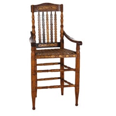 Antique Cooper Maple & Woven Seat Arm Chair C1880