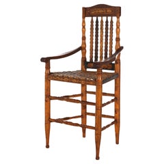 Antique Cooper Maple & Woven Seat Arm Chair C1880