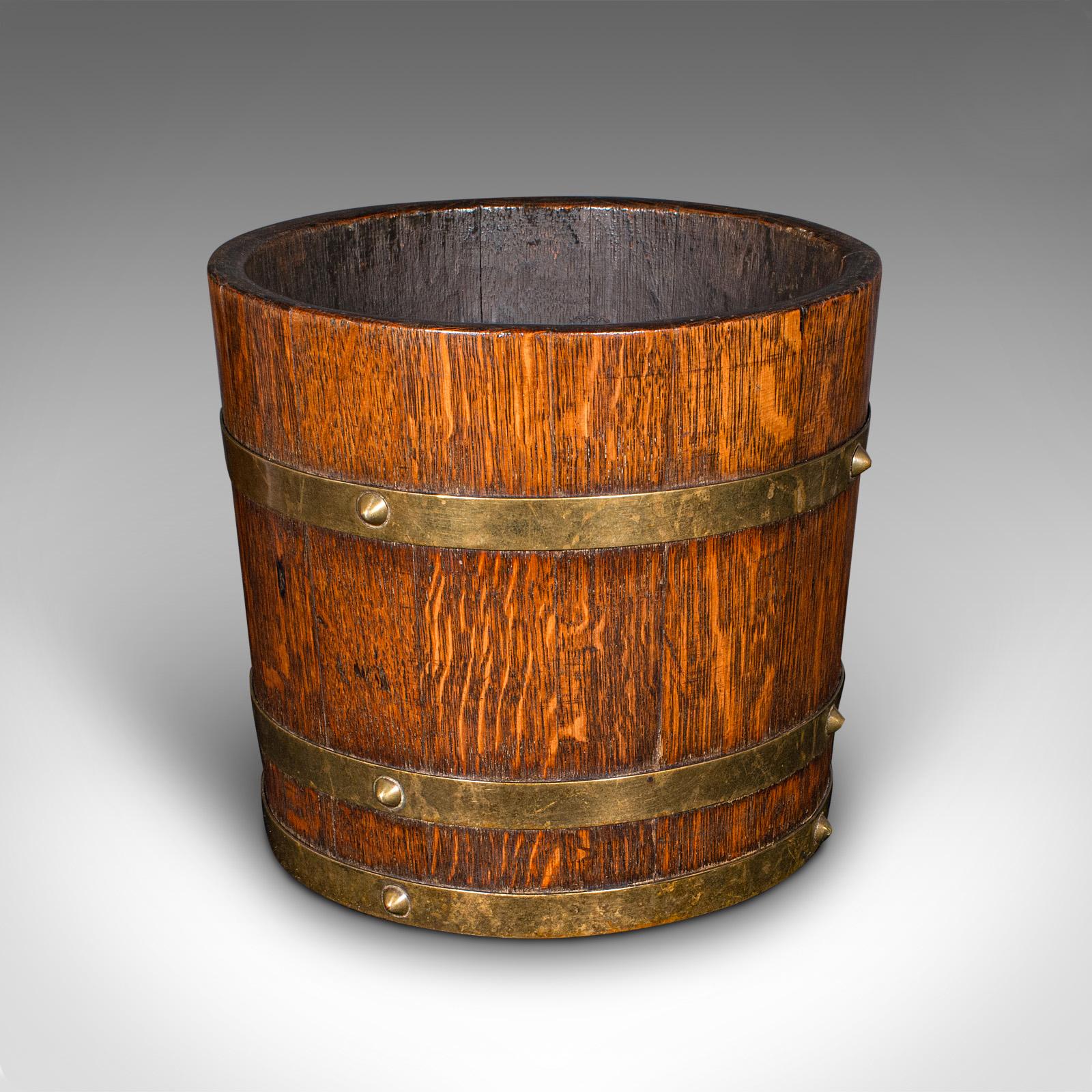 Antiker Jardiniere Stand, Englische Eiche, Messing, Pflanzgefäß, Edwardian im Angebot 2