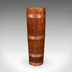 Antique Coopered Stick Loop, English, Victorian Oak Country House Umbrella Stand