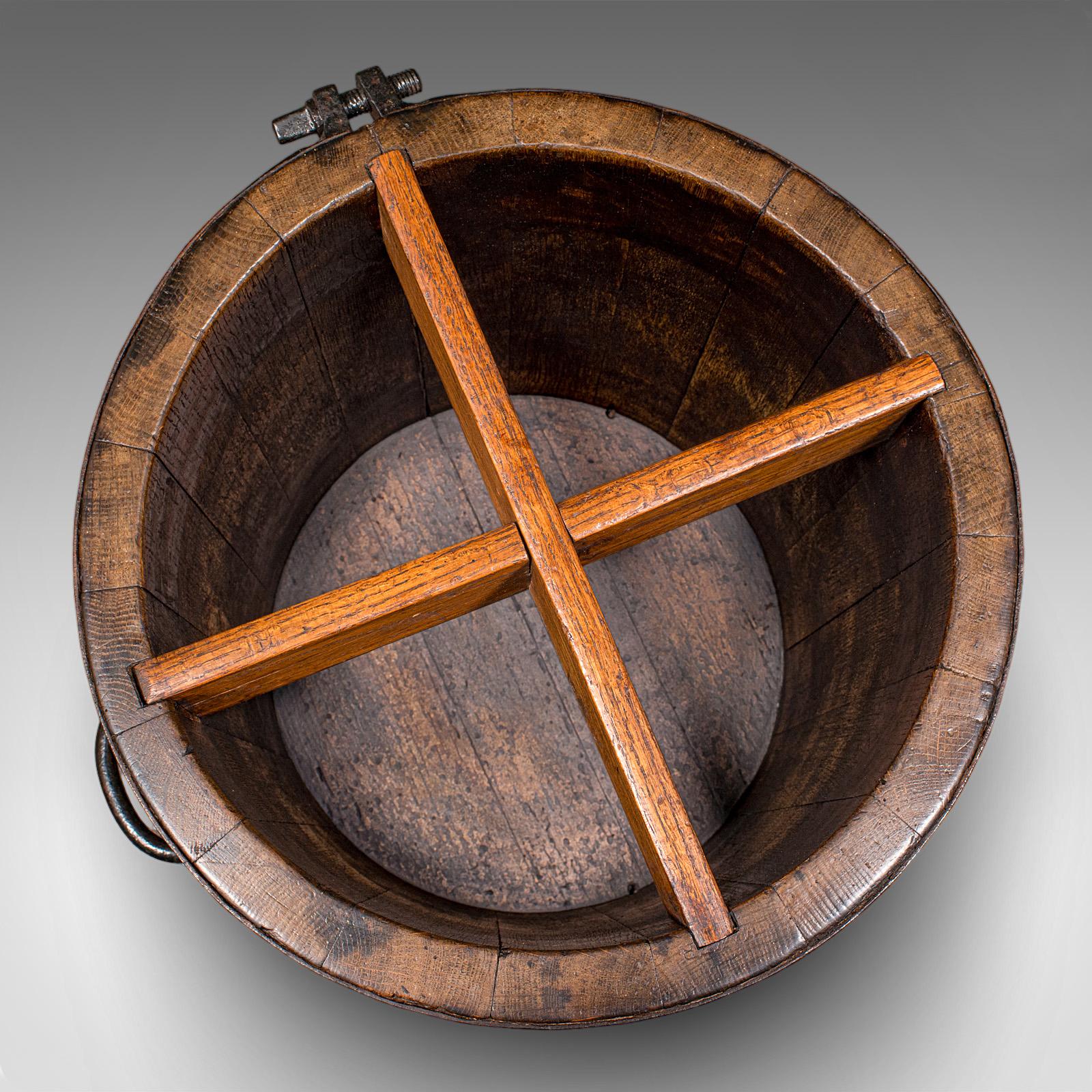 Ferro Antique Coopered Stick Stand, English, Oak, Barrel, Umbrella Loop, Victorian in vendita