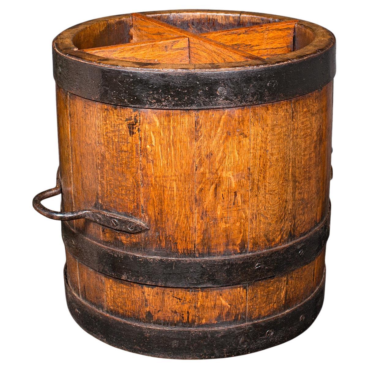 Antique Coopered Stick Stand, English, Oak, Barrel, Umbrella Loop, Victorian