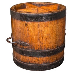 Antique Coopered Stick Stand, English, Oak, Barrel, Umbrella Loop, Victorian