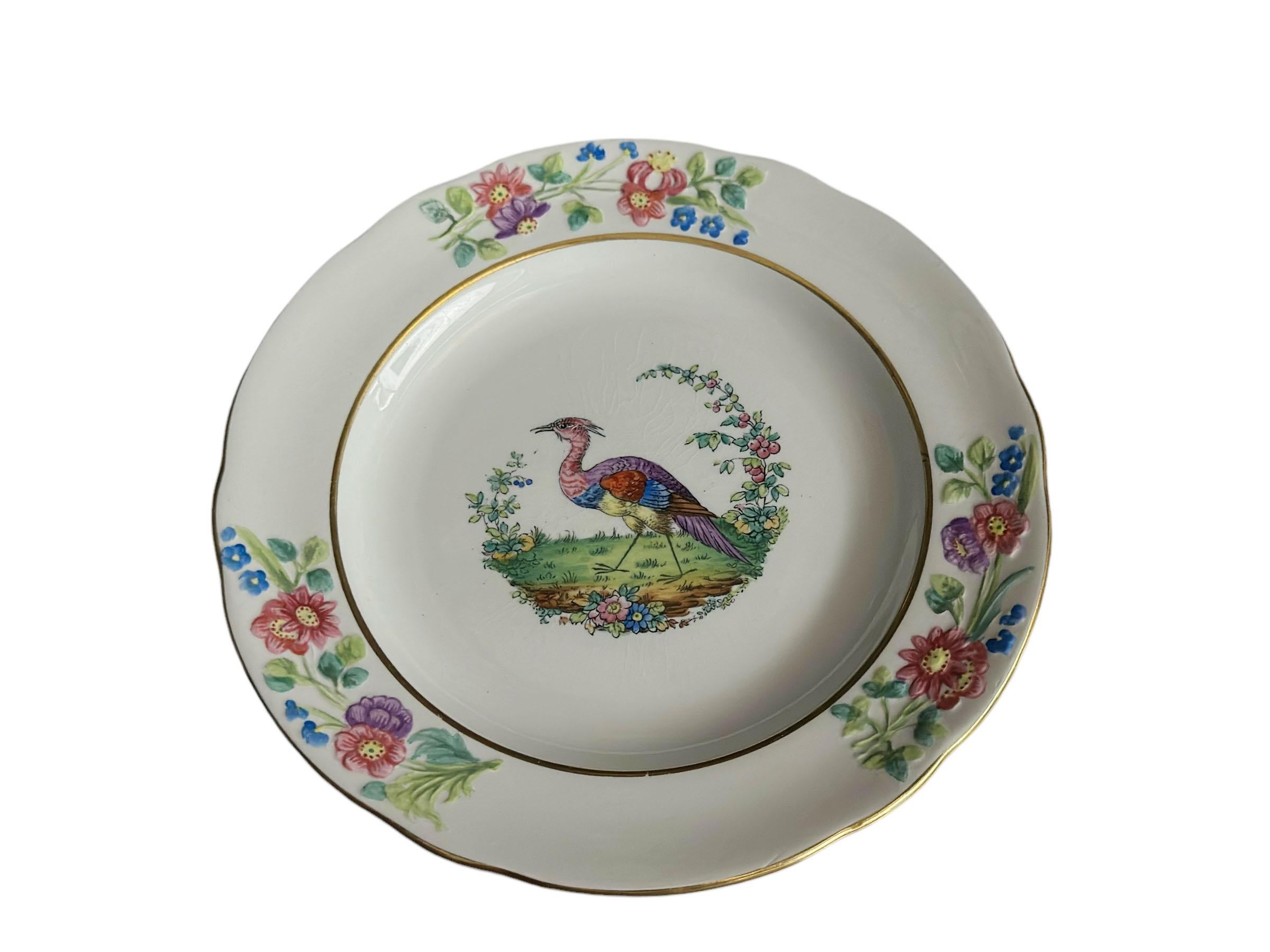 Assiette ancienne de Copeland Spode avec oiseau exotique - Lot de cinq en vente 1