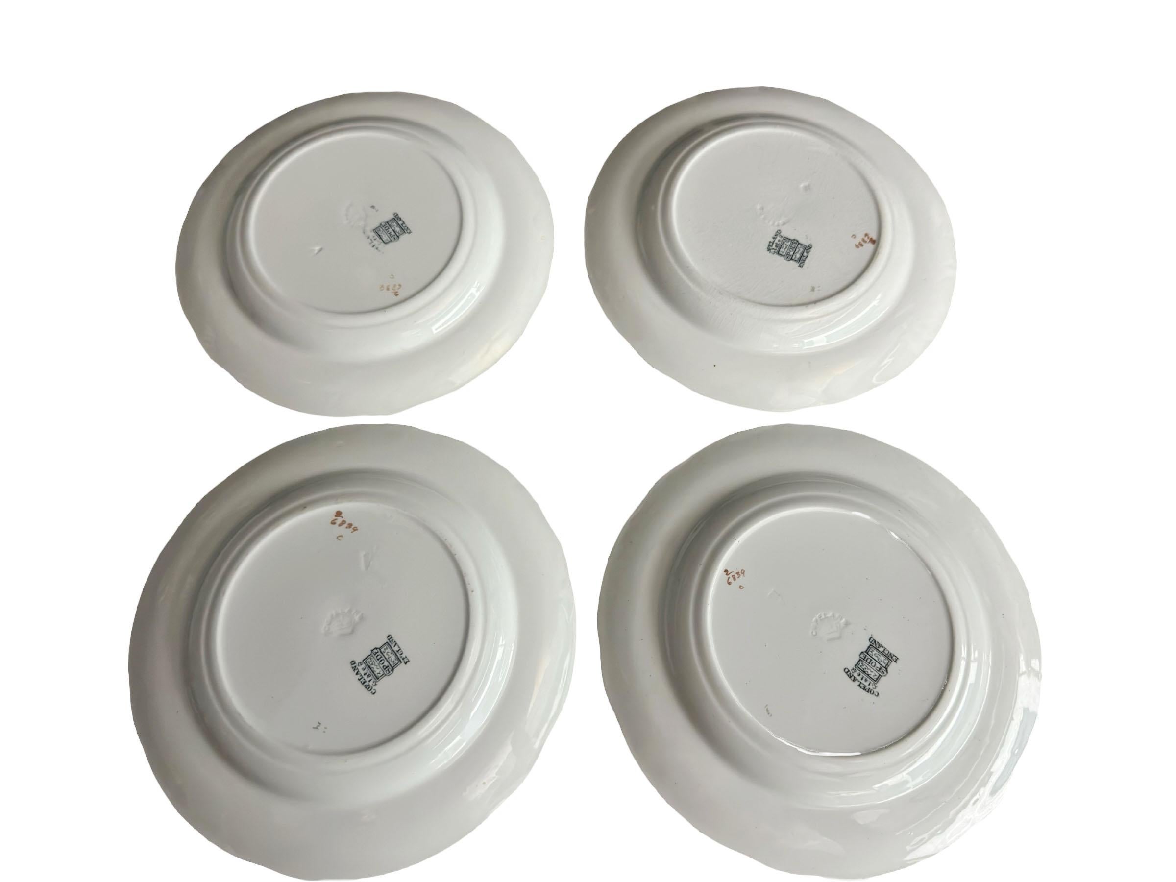 Anglais Assiette ancienne de Copeland Spode avec oiseau exotique - Lot de quatre en vente