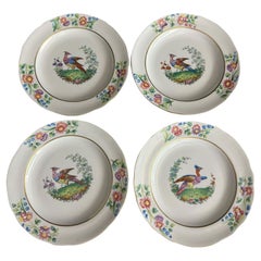 Assiette ancienne de Copeland Spode avec oiseau exotique - Lot de quatre