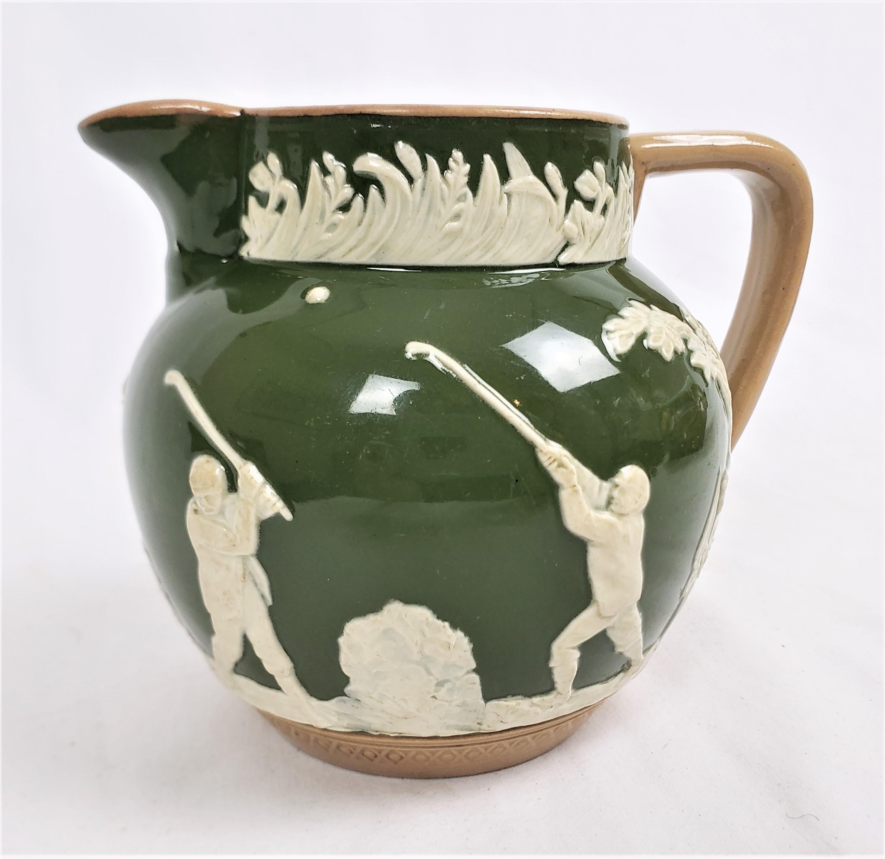 19th Century Antique Copeland Spode Pottery Pitcher with Golfing Scenes For Sale