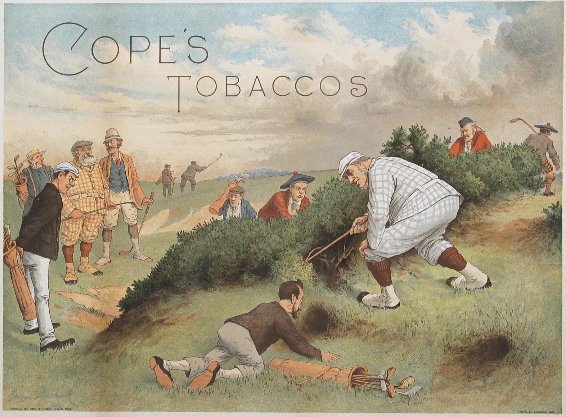 Sporting Art Antique Copes Tobacco Golf Print, A Lost Ball by George Pipeshank