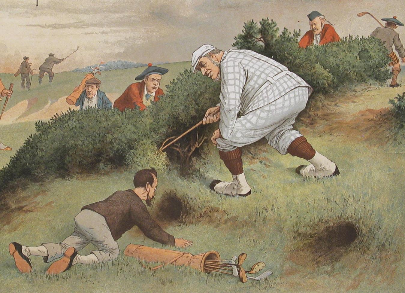 English Antique Copes Tobacco Golf Print, A Lost Ball by George Pipeshank