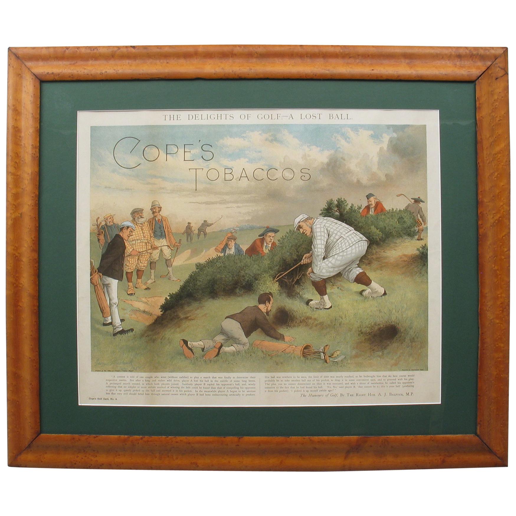 Antique Copes Tobacco Golf Print, A Lost Ball by George Pipeshank