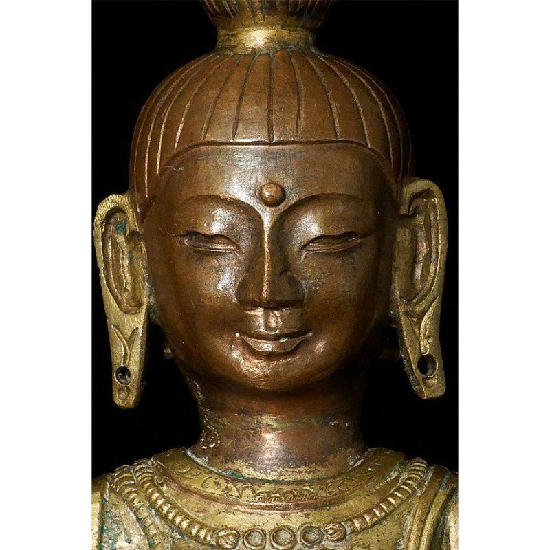 Antique Copper Amitayus Buddha Statue from Mongolia For Sale 1