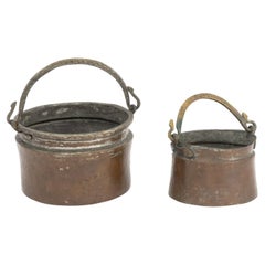 Antique Copper and Brass Cauldrons, 2
