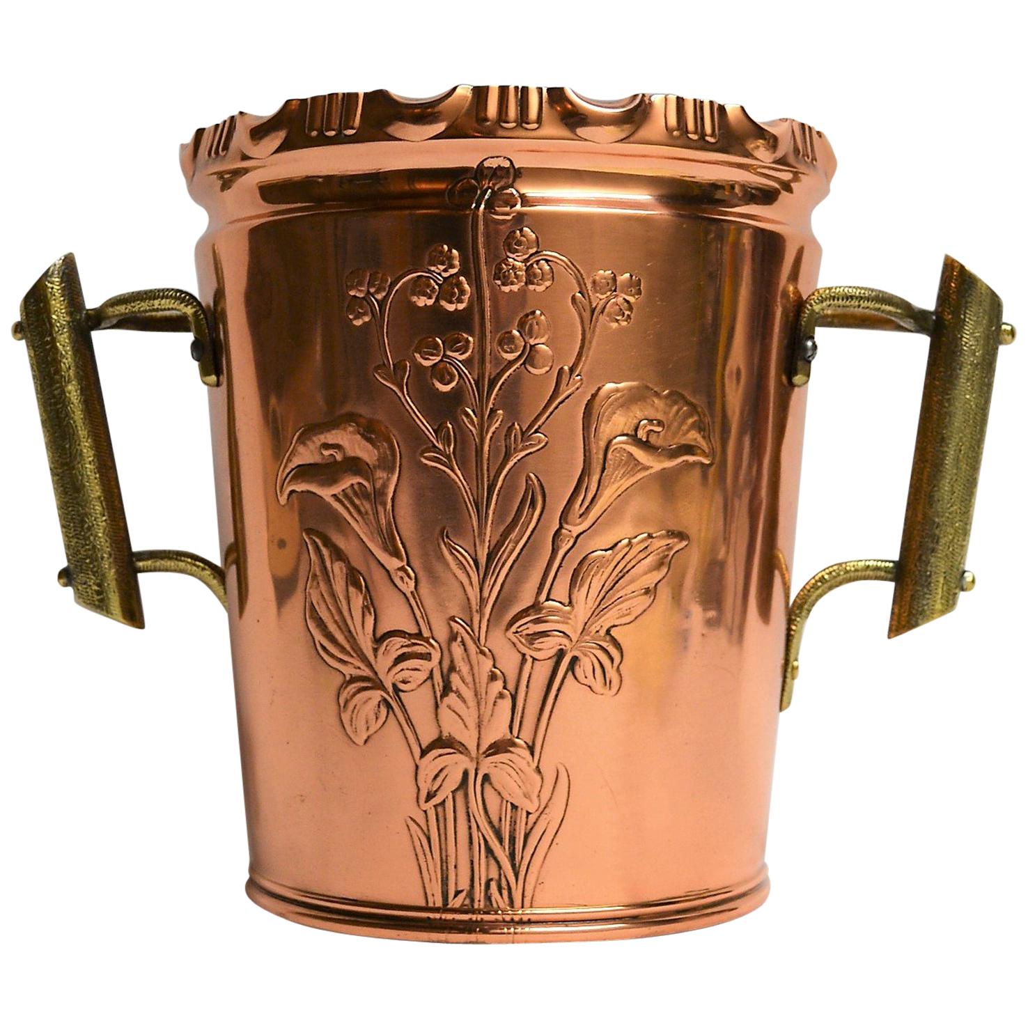 Antique Copper and Brass Champagne or Wine Cooler For Sale at 1stDibs