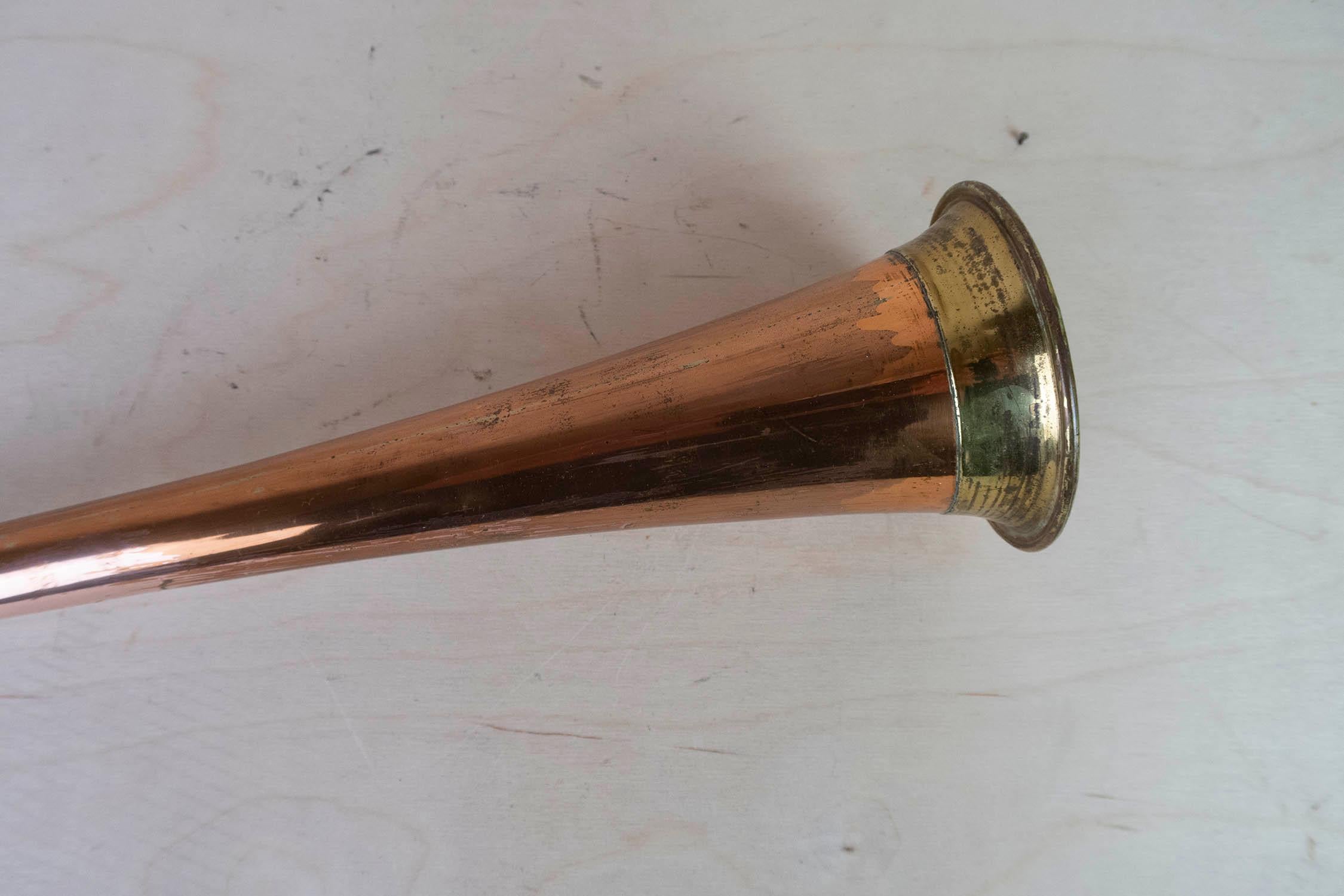 Folk Art Antique Copper And Brass Coach or Post Horn. English, Late 19th Century For Sale