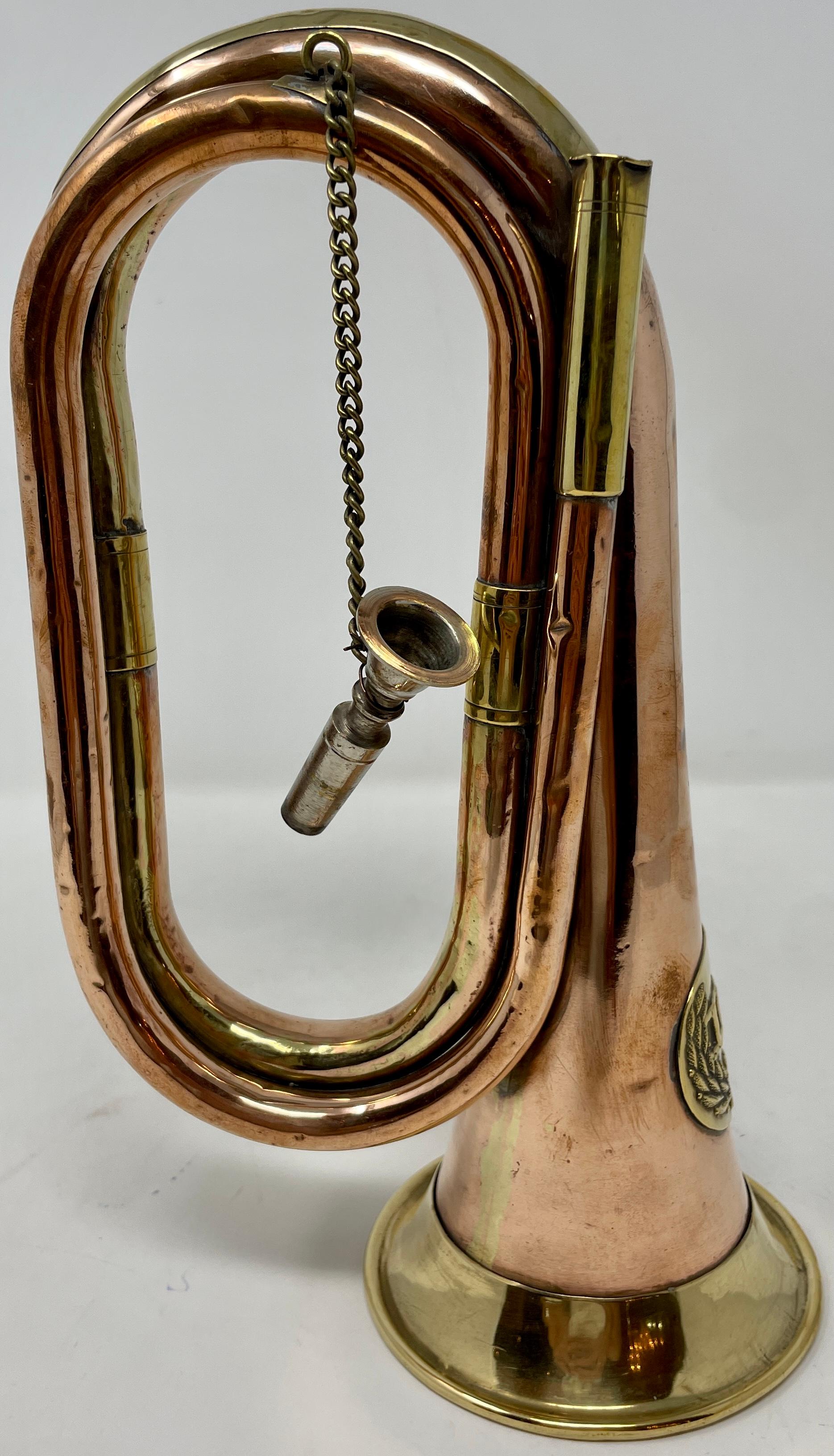 Antique copper and brass military bugle, Circa 1890-1910.