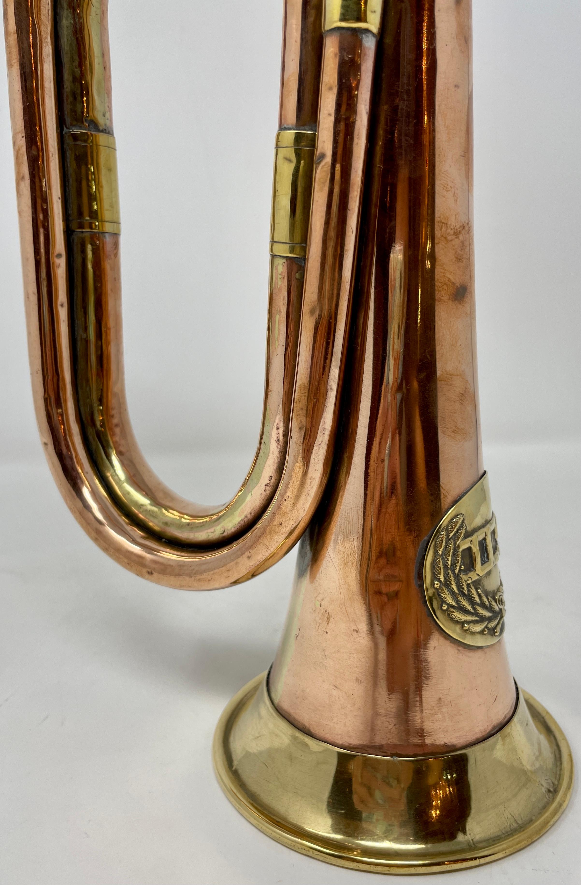 19th Century Antique Copper and Brass Military Bugle, Circa 1890-1910