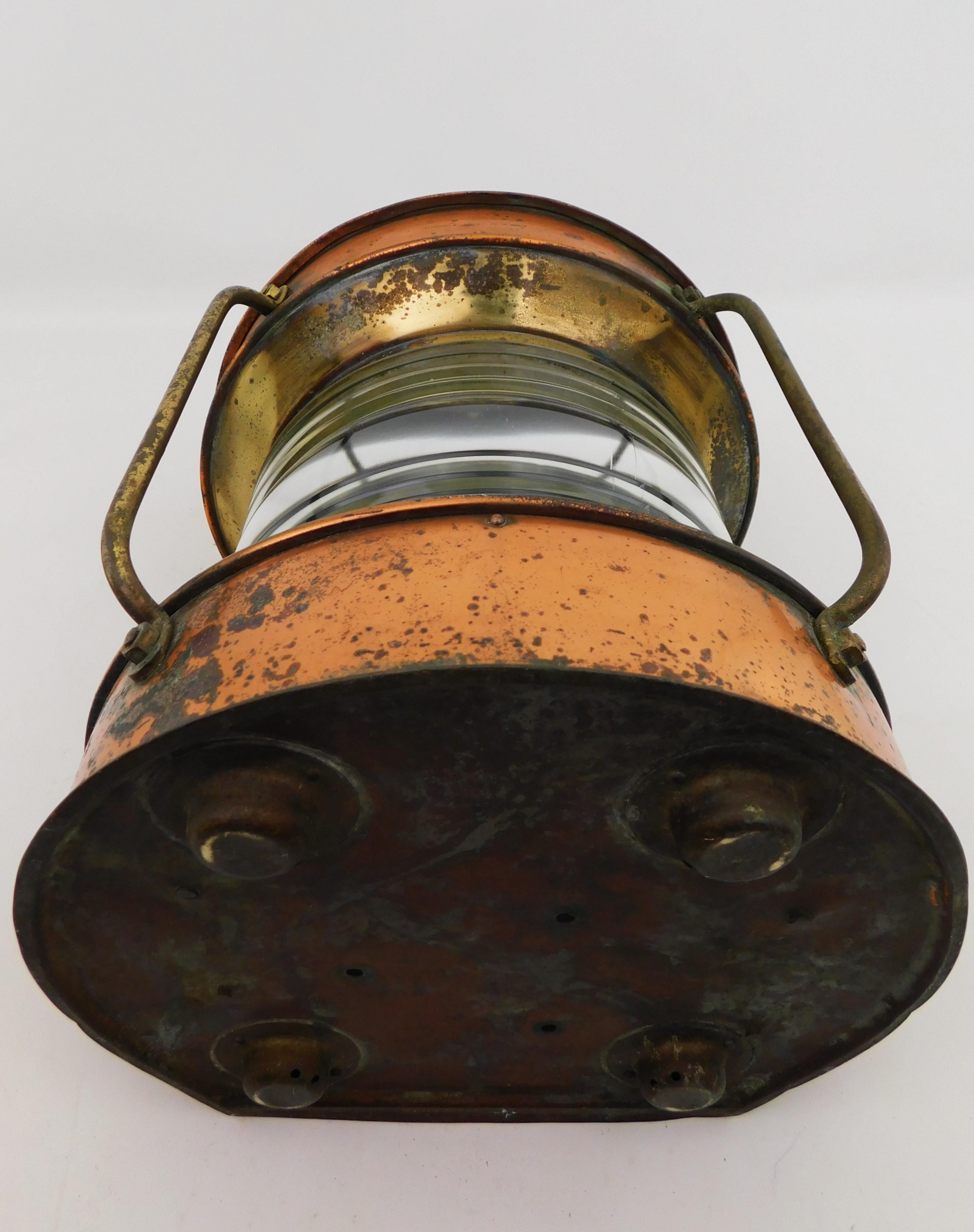 Antique Copper and Brass Ship's Masthead Lantern Light Nippon Sento Co. Japan 5