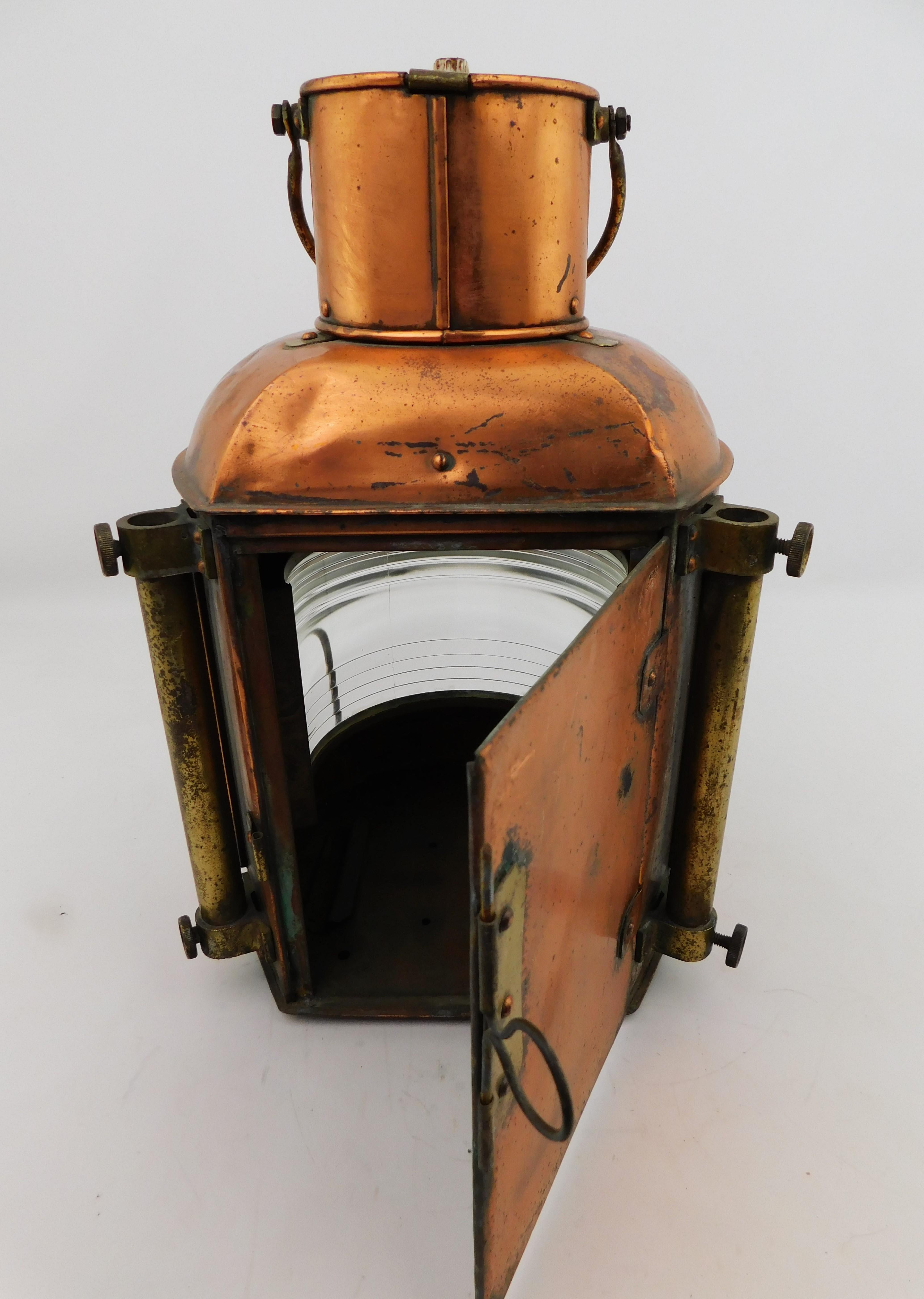 Japanese Antique Copper and Brass Ship's Masthead Lantern Light Nippon Sento Co. Japan